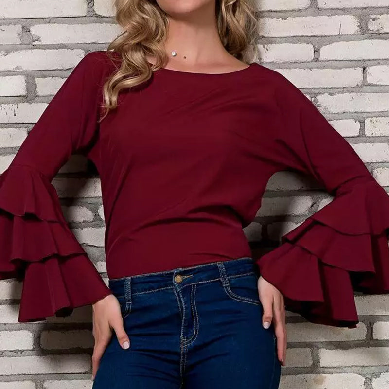 Flared Sleeve Chiffon Shirt