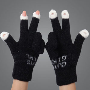 Cute Wool Knitted Gloves