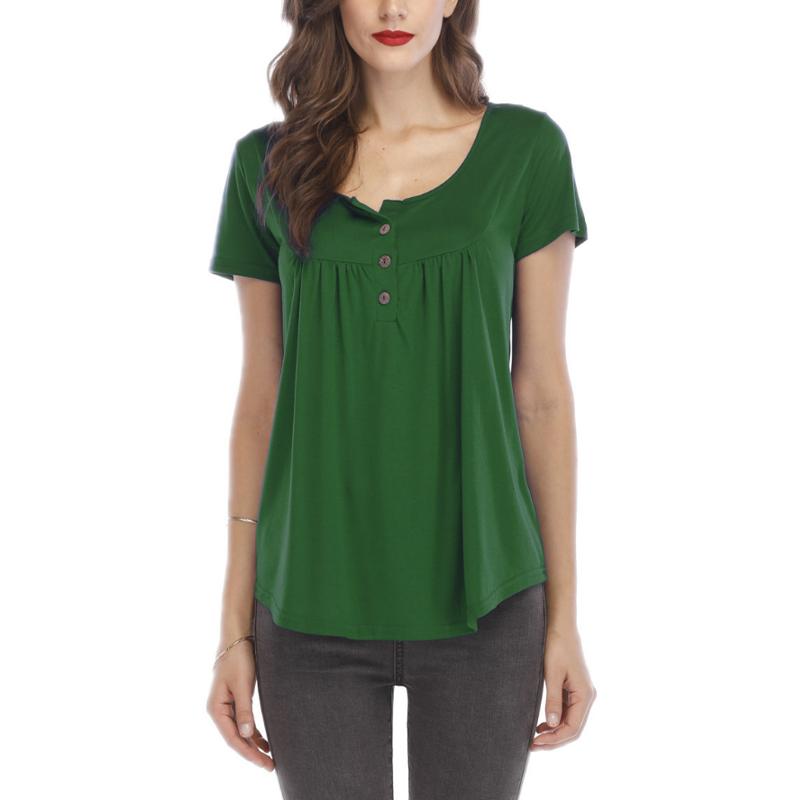 Casual Short Sleeve Button Top for Women