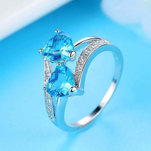 Double Heart Zircon Ring