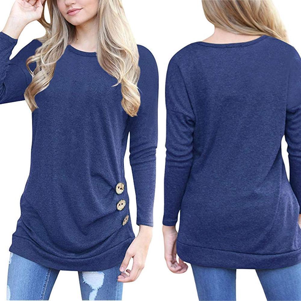 Women's Casual Long Sleeve Round Neck Shirt