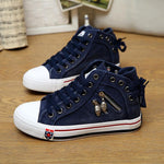 Denim High-Top Back Lace-up Canvas Shoes