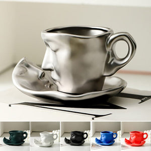 Metal touching face creative ceramic kiss Coffee cup