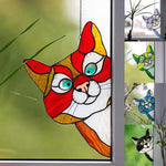 🔥Hot Sale-😻Handmade Stain Cat Suncatcher For Window