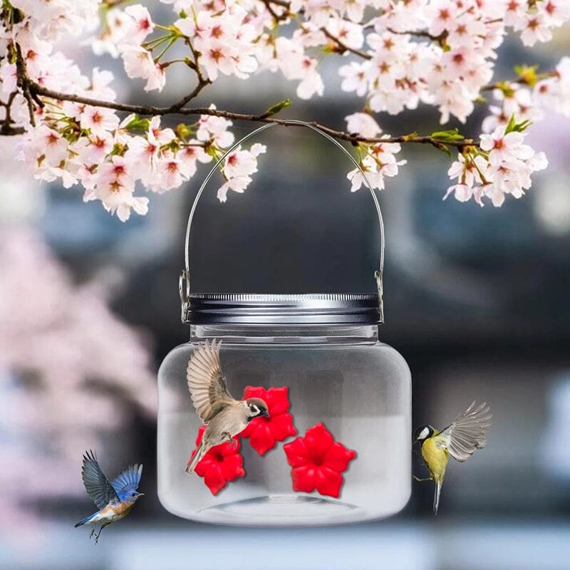 Beautiful Mason Jar Hummingbird Feeder