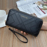 Women Double Zipper Leather Brand Retro Long Wallet