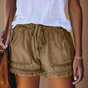 Elastic High Waist Slim Denim Shorts