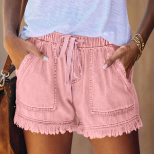 Elastic High Waist Slim Denim Shorts