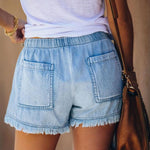 Elastic High Waist Slim Denim Shorts