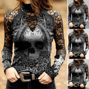 Lace Skull Print T-shirt