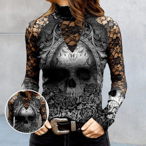 Lace Skull Print T-shirt