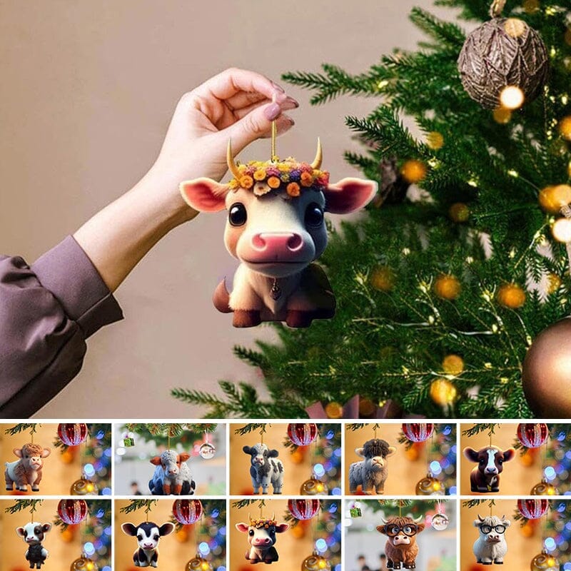 Christmas Cartoon Cow Decorative Ornament