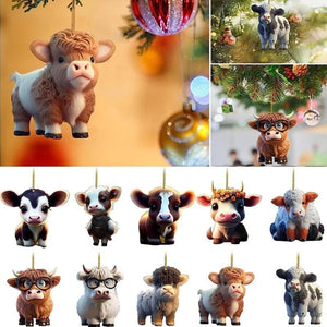 Christmas Cartoon Cow Decorative Ornament