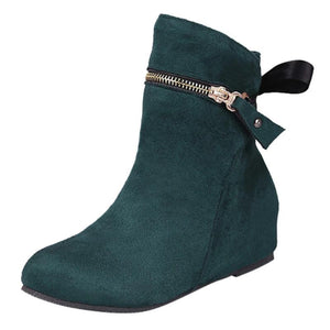 Women Wedges Winter Zipper Casual Boots