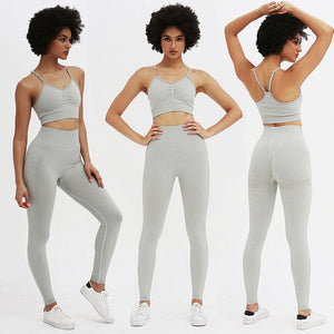 Knitted Seamless Butt Lift Yoga Fitness Set