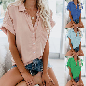 Ladies Lapel Button Down Shirt