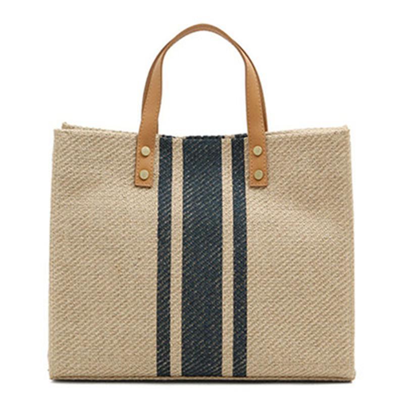 Women Straw New Color Matching Weaving Big Handbag