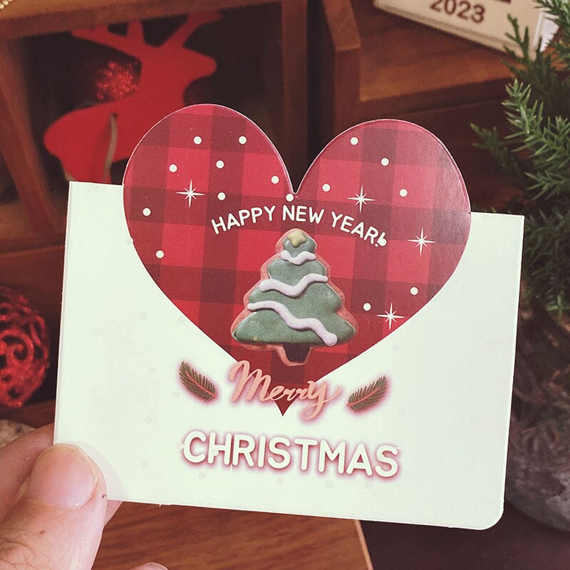 5pcs Christmas Heart Cards & envelopes Set