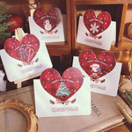 5pcs Christmas Heart Cards & envelopes Set