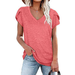 Solid V-Neck Short Sleeve T-Shirt