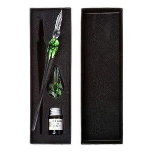 Glass Calligraphy Pen Set with Ink and Pen Rest