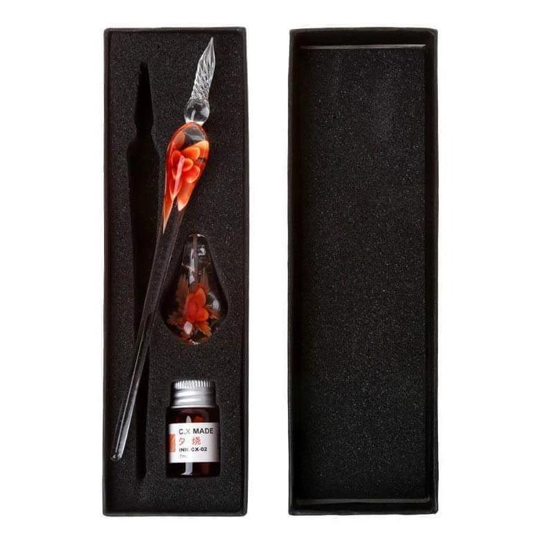 Glass Calligraphy Pen Set with Ink and Pen Rest