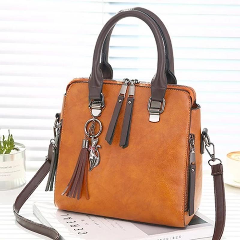 Women Vintage PU Leather Designer Crossbody Shoulder Bag