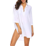 Women's Solid Color Sun Protection Shirt with Deep V-neck