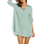 Women's Solid Color Sun Protection Shirt with Deep V-neck