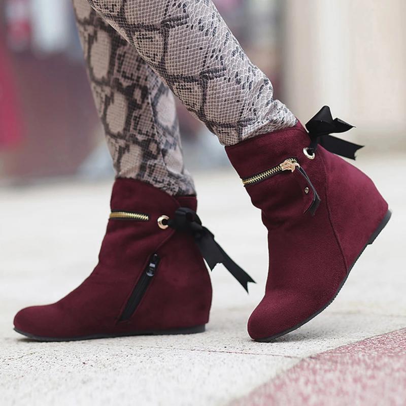 Women Wedges Winter Zipper Casual Boots