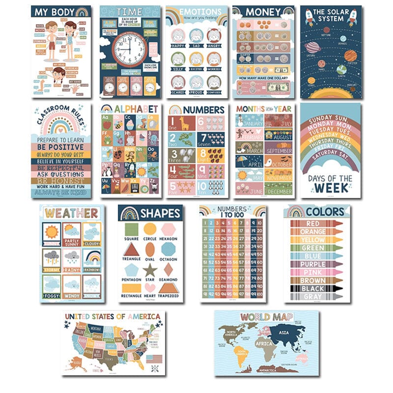 📚Boho PreK Educational Posters 16 pcs