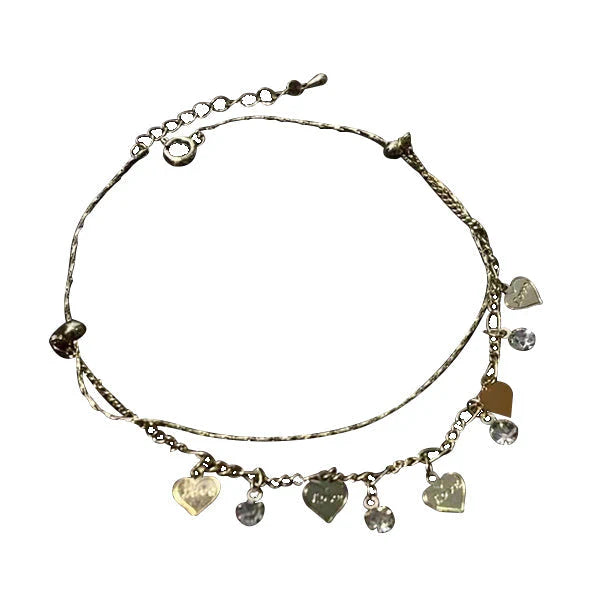 Crystal Encrusted Anklet with Diamond Fringes