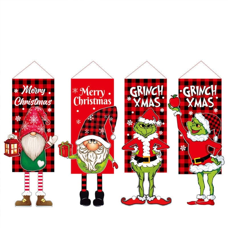 Christmas Decoration Hanging Grinch Faceless Doll Door Hanging Flag Garden Flag