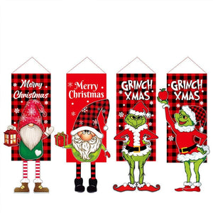 Christmas Decoration Hanging Grinch Faceless Doll Door Hanging Flag Garden Flag