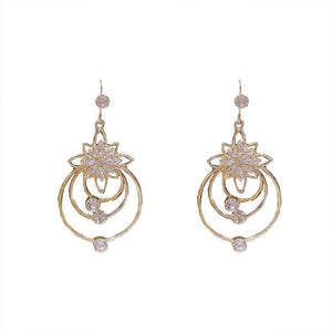 Crystal Lotus Three Hoop Earrings