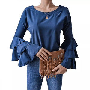 Flared Sleeve Chiffon Shirt