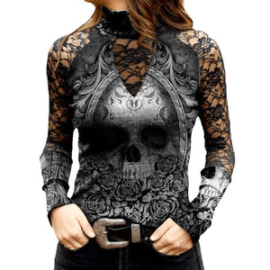 Lace Skull Print T-shirt