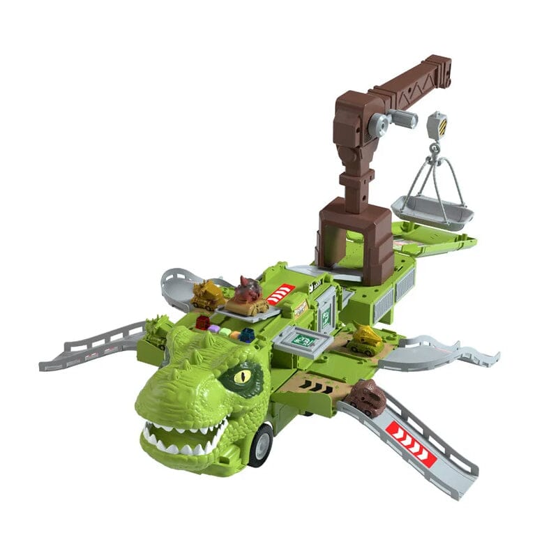 Dinosaur Transforming Engineering Truck Track Toy Set with Lights and Music