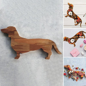 Wooden Dachshund Dog Dinner Plate