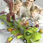 Dinosaur Transforming Engineering Truck Track Toy Set with Lights and Music