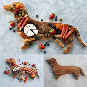 Wooden Dachshund Dog Dinner Plate