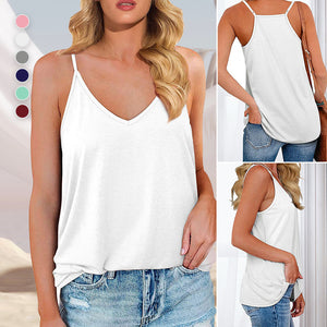 V-Neck Solid Color Sleeveless Sling