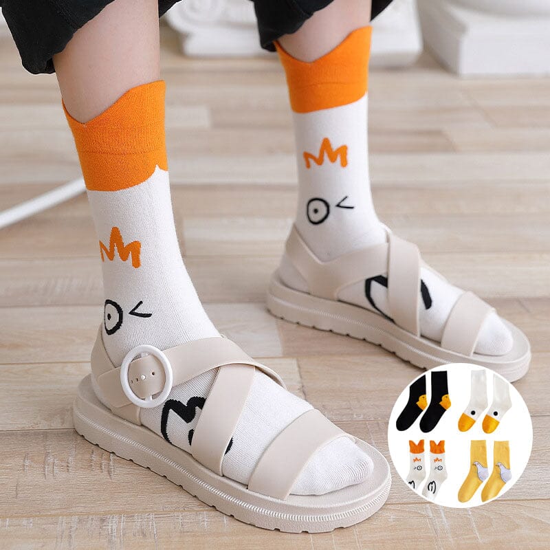 Duck Printed Cartoon Cute Socks