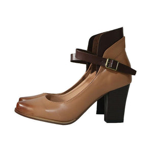 Women Mid Block Heel Mary Jane Strap Dolly Shoes