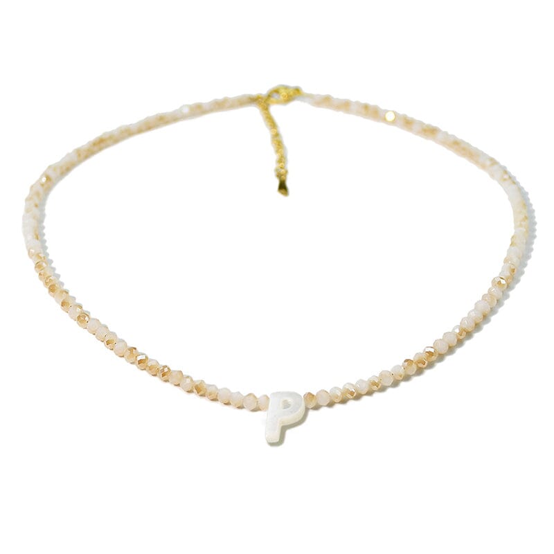 Beaded Shell Letter Necklace