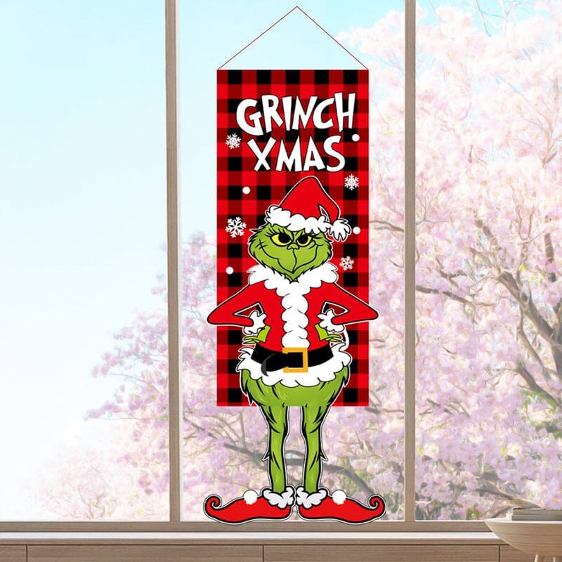 Christmas Decoration Hanging Grinch Faceless Doll Door Hanging Flag Garden Flag