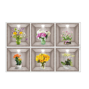 3D Flowers Vase Wall Sticker